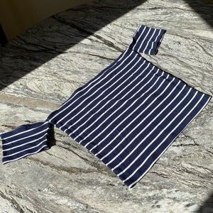NWOT Forever 21 Off Shoulder Navy & White Striped Top